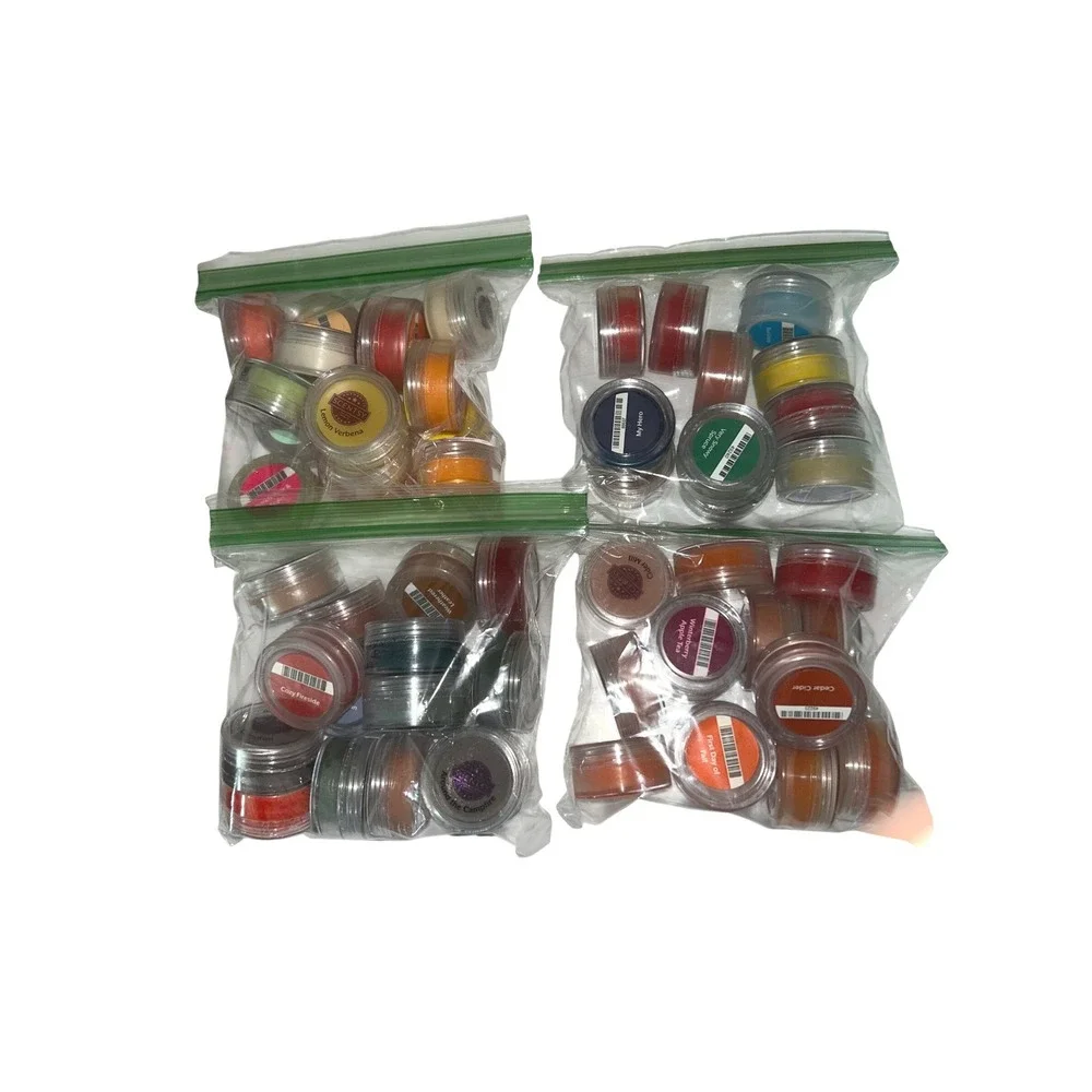 Scentsy Wax Tester Jar Lot Assorted Scents Lemon Verbena Winterberry Apple Tea